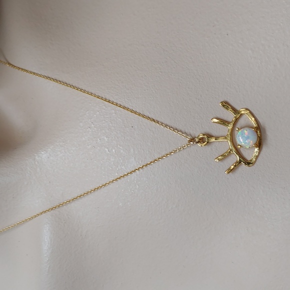 1/20 Gold Filled Necklace with Evil Eye Opal Pendant - Picture 3 of 8